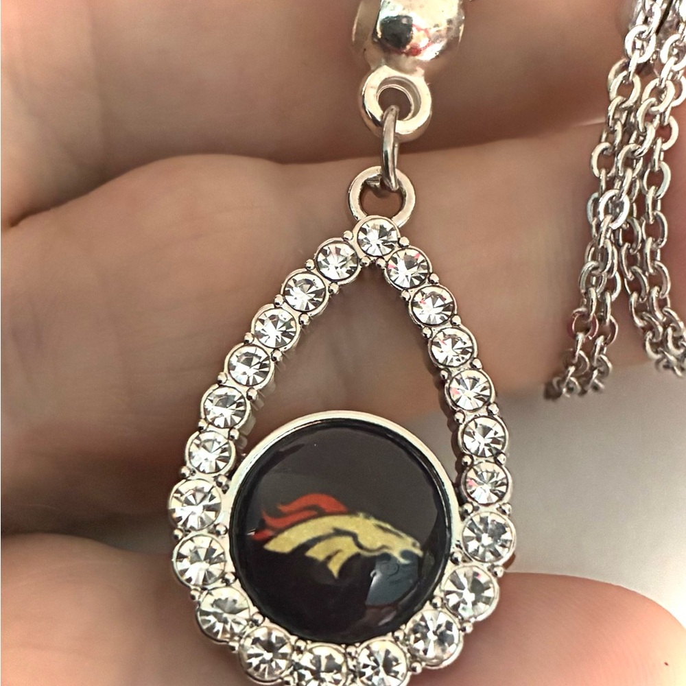 DENVER BRONCOS INSPIRED NECKLACE teardrop